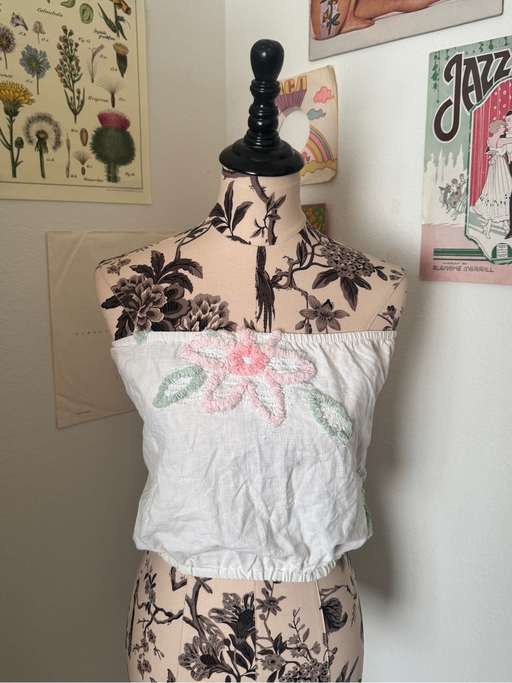 Vintage 70s/80s Cotton Chenille Accent Tube Top